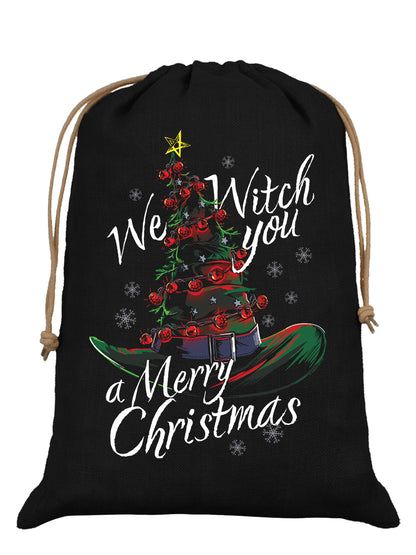We Witch You A Merry Christmas Black Hessian Santa Sack