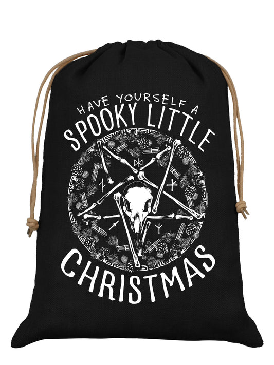 Have Yourself A Spooky Little Christmas Black Hessian Santa Sack