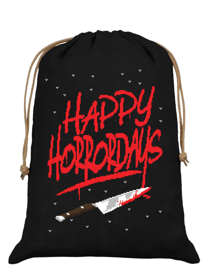Happy Horrordays Black Hessian Santa Sack
