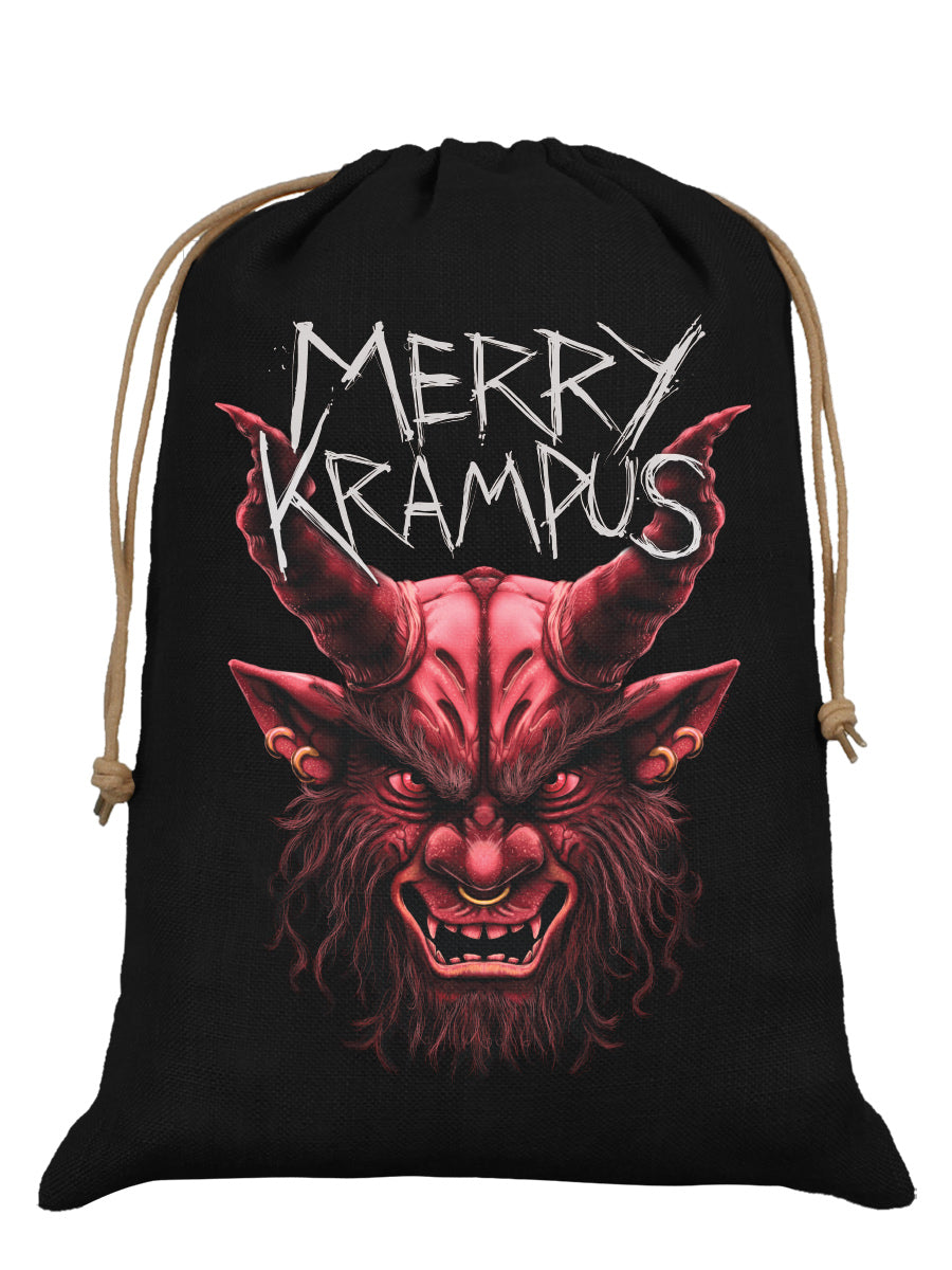 Merry Krampus Black Hessian Santa Sack