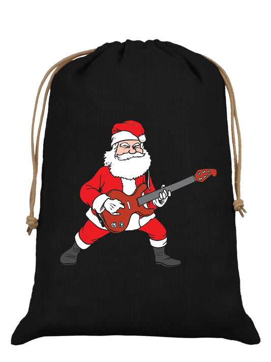 Rockin Santa Black Hessian Santa Sack