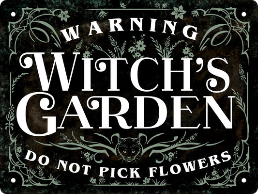 Warning Witch's Garden Mini Tin Sign