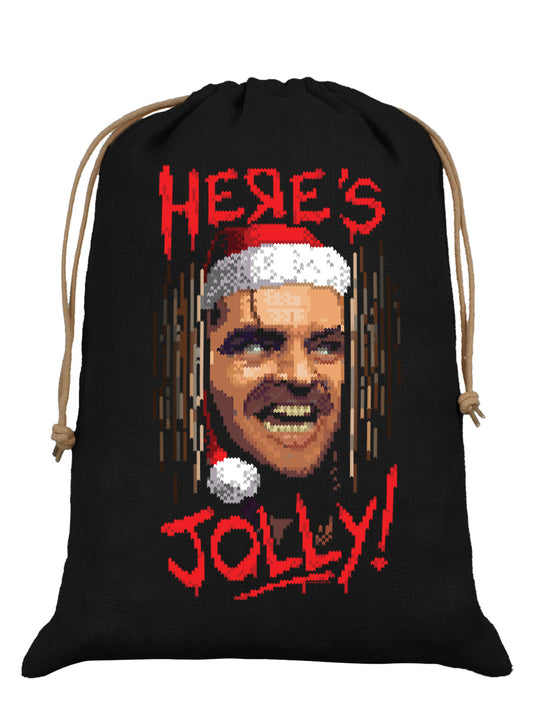 Here's Jolly Black Hessian Santa Sack