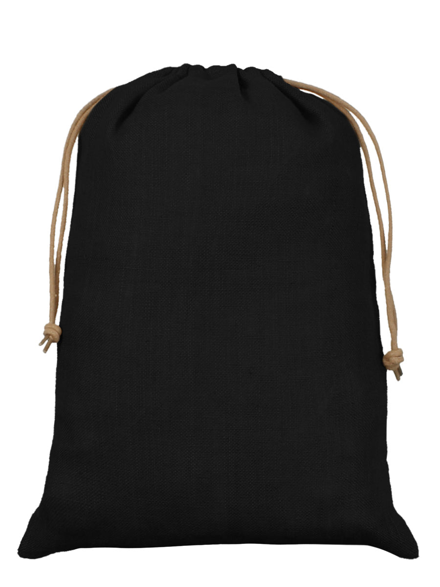 He Sees You When You're Sleeping Black Hessian Santa Sack