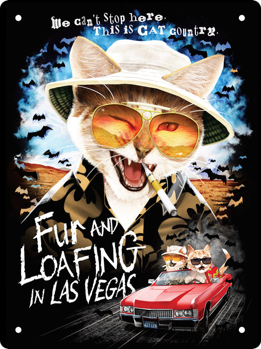 Horror Cats Fur And Loafing In Las Vegas Mini Tin Sign