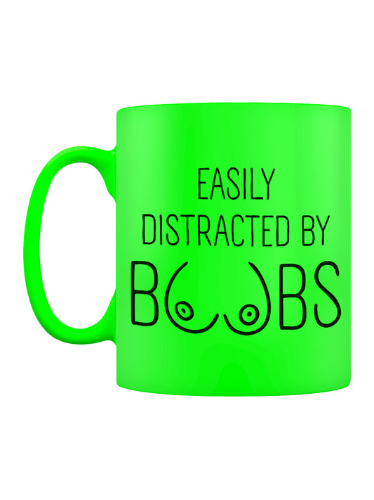 Easily Distracted By Boobs Green Neon Mug