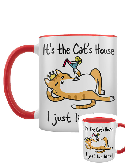 It's The Cat's House I Just Live Here Red Inner 2-Tone Mug