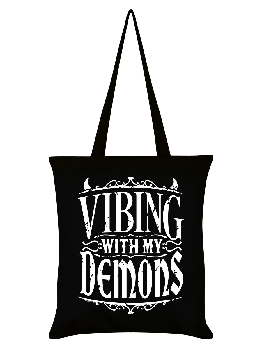 Vibing With My Demons Black Tote Bag