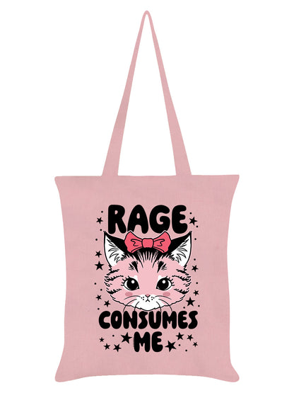 Kitsch Kitten Rage Consumes Me Pale Pink Tote Bag