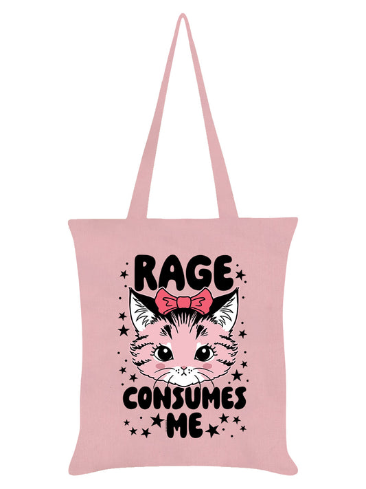 Kitsch Kitten Rage Consumes Me Pale Pink Tote Bag