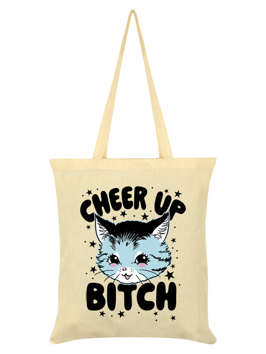 Kitsch Kitten Cheer Up Bitch Cream Tote Bag