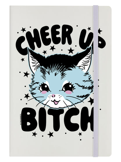 Kitsch Kitten Cheer Up Bitch Cream A5 Hard Cover Notebook