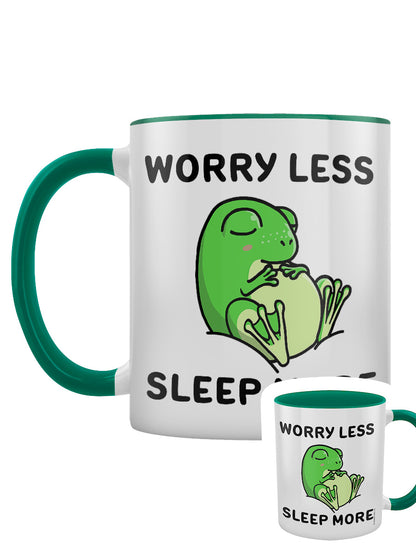 Worry Less Sleep More Green Inner 2-Tone Mug