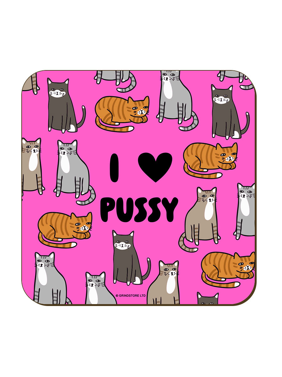 I Love Pussy Square Coaster