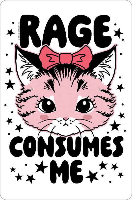 Kitsch Kitten Rage Consumes Me Greet Tin Card