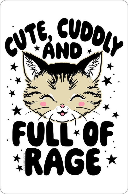 Kitsch Kitten Cute, Cuddly & Full Of Rage Greet Tin Card