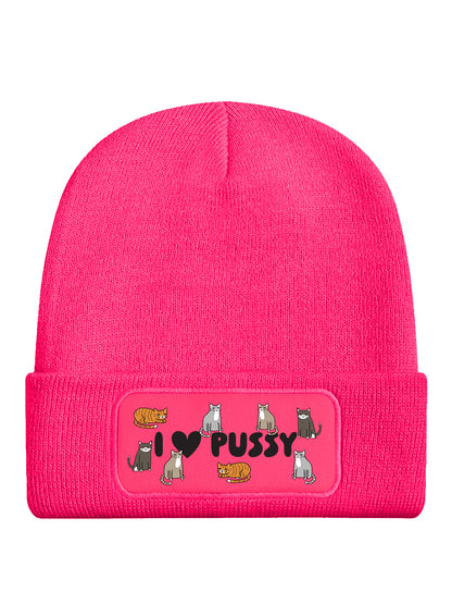 I Love Pussy Pink Beanie