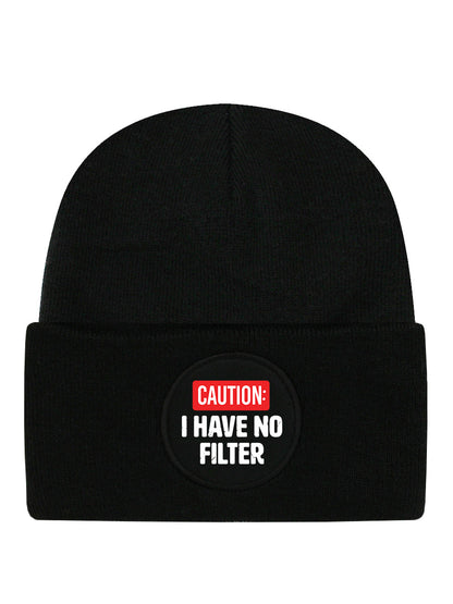 Caution: I Have No Filter Black Beanie