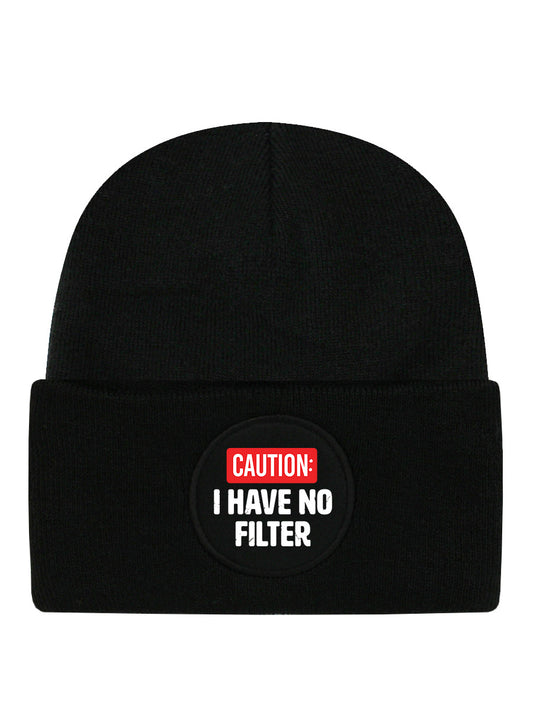 Caution: I Have No Filter Black Beanie