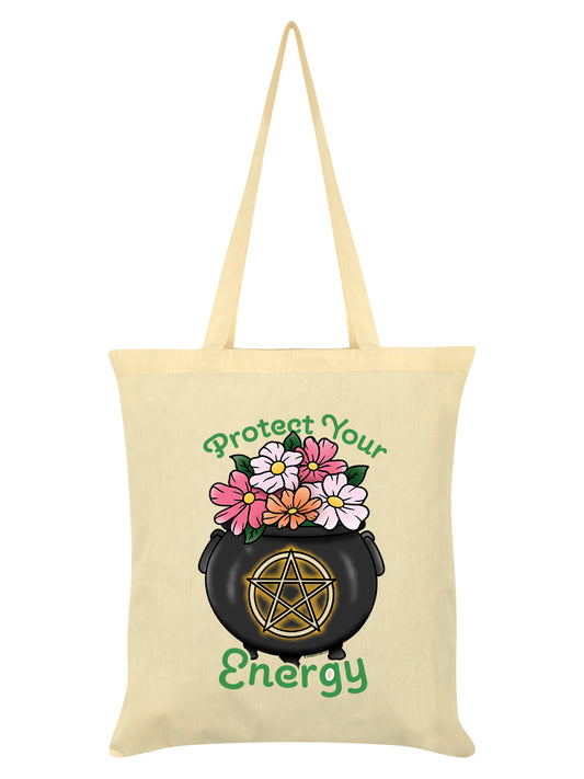 Protect Your Energy Cream Tote Bag