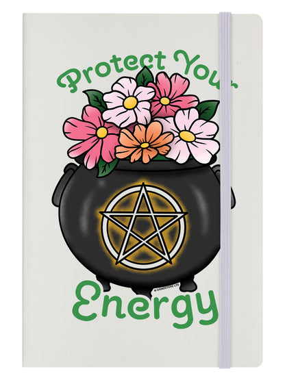 Protect Your Energy Cream A5 Hard Cover Notebook