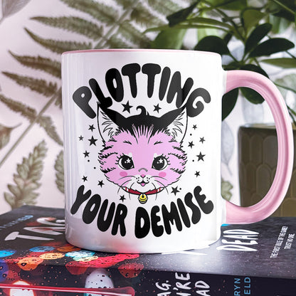 Kitsch Kitten Plotting Your Demise Pink Inner 2-Tone Mug