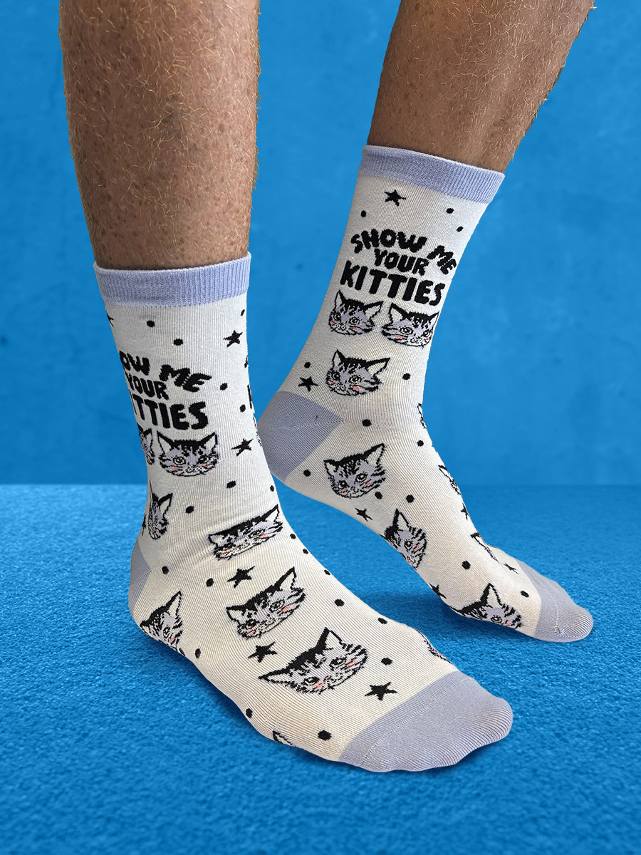 Twisted Soles Kitsch Kitten Show Me Your Kitties Novelty Adult Socks (1 Pair) Size UK 8-12
