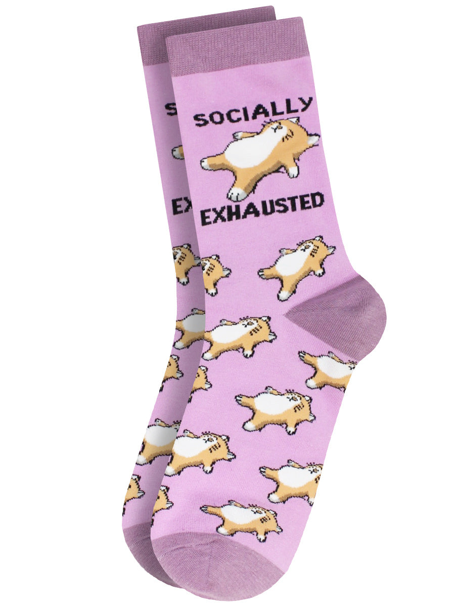 Twisted Soles Socially Exhausted Novelty Adult Socks (1 Pair) UK 3-7