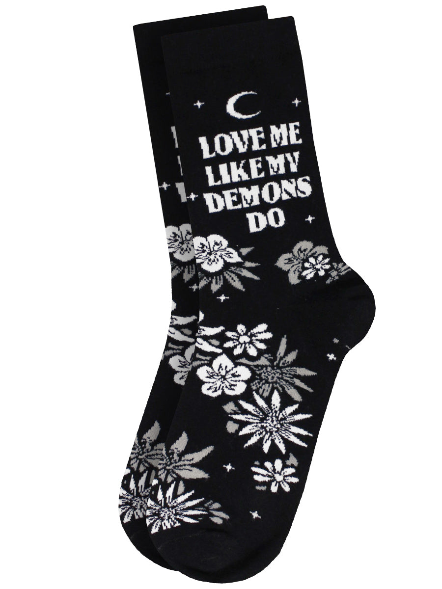 Twisted Soles Love Me Like My Demons Do Novelty Adult Socks (1 Pair) UK 3-7