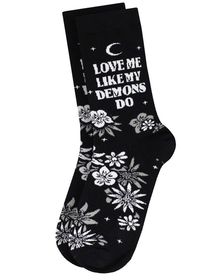 Twisted Soles Love Me Like My Demons Do Novelty Adult Socks (1 Pair) UK 3-7