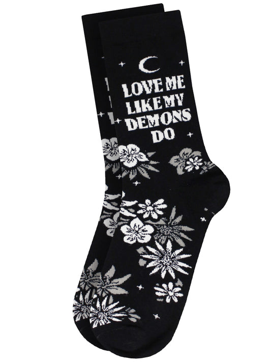 Twisted Soles Love Me Like My Demons Do Novelty Adult Socks (1 Pair) UK 3-7