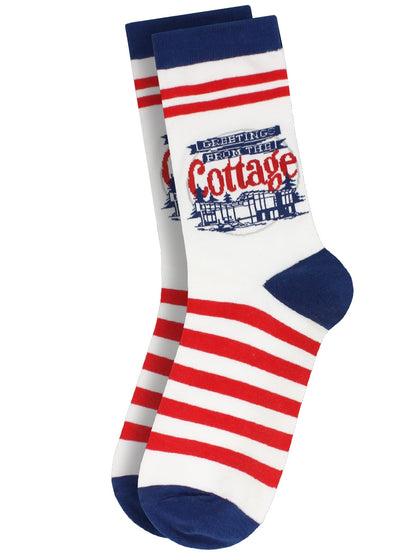 Twisted Soles Greetings From The Cottage Novelty Adult Socks (1 Pair) UK 3-7