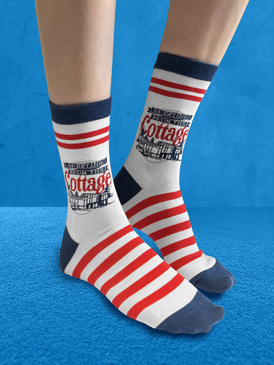 Twisted Soles Greetings From The Cottage Novelty Adult Socks (1 Pair) UK 3-7