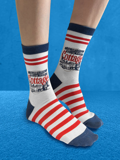 Twisted Soles Greetings From The Cottage Novelty Adult Socks (1 Pair) UK 3-7