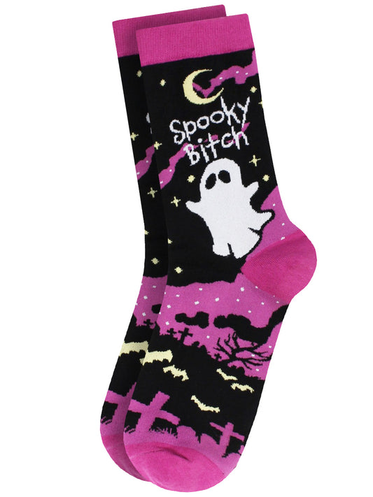 Twisted Soles Spooky Bitch Novelty Adult Socks (1 Pair) UK 3-7