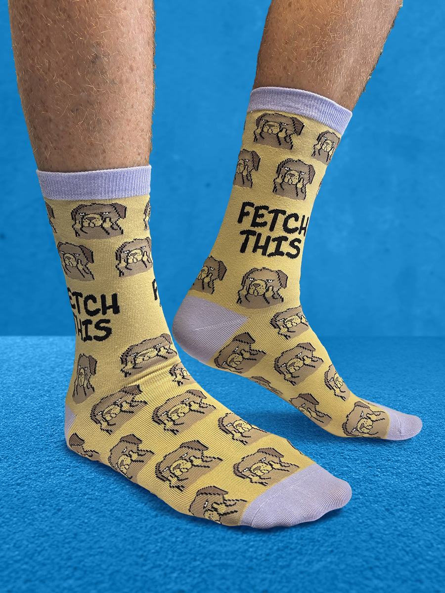 Twisted Soles Fetch This Novelty Adult Socks (1 Pair) UK 8-12