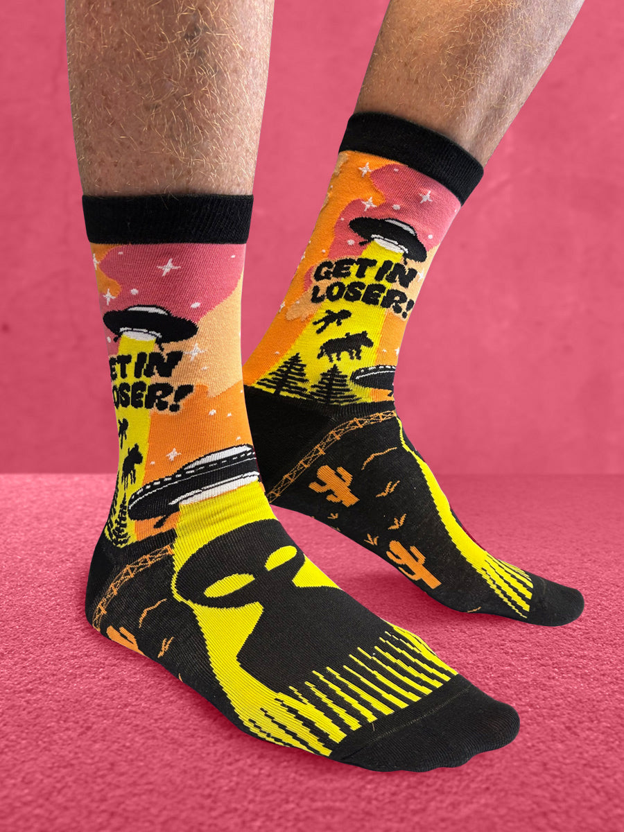 Twisted Soles Get In Loser Novelty Adult Socks (1 Pair) UK 8-12