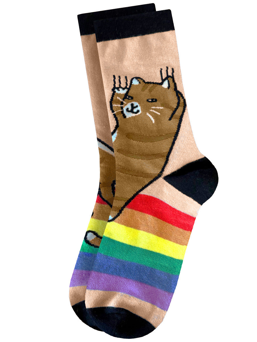 Twisted Soles Cat Scratcher Novelty Adult Socks (1 Pair) UK 3-7