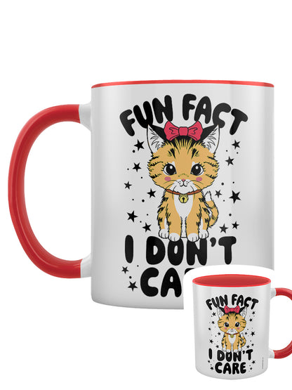 Kitsch Kitten Fun Fact I Don't Care Red Inner 2-Tone Mug