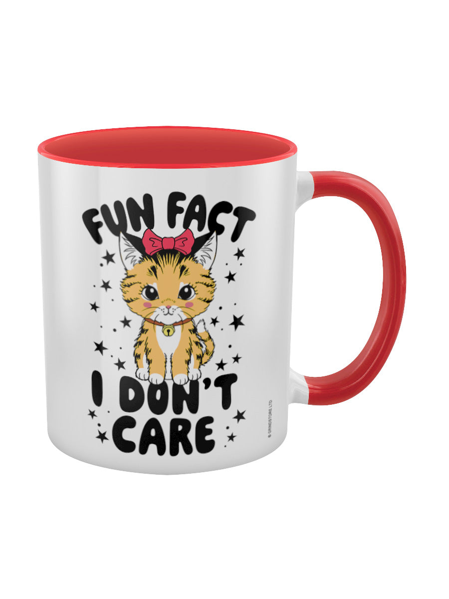 Kitsch Kitten Fun Fact I Don't Care Red Inner 2-Tone Mug