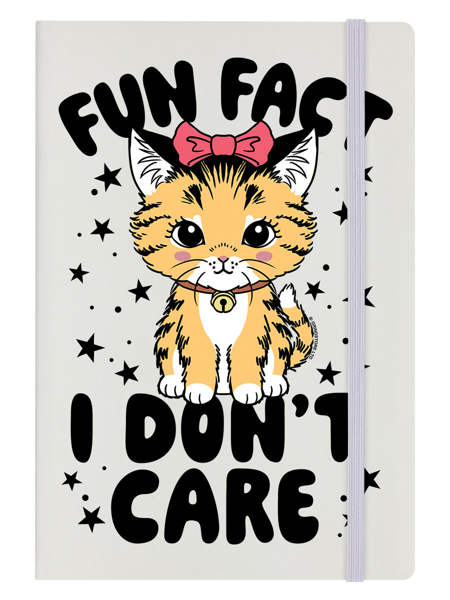Kitsch Kitten Fun Fact I Don't Care Cream A5 Hard Cover Notebook