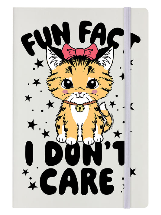 Kitsch Kitten Fun Fact I Don't Care Cream A5 Hard Cover Notebook