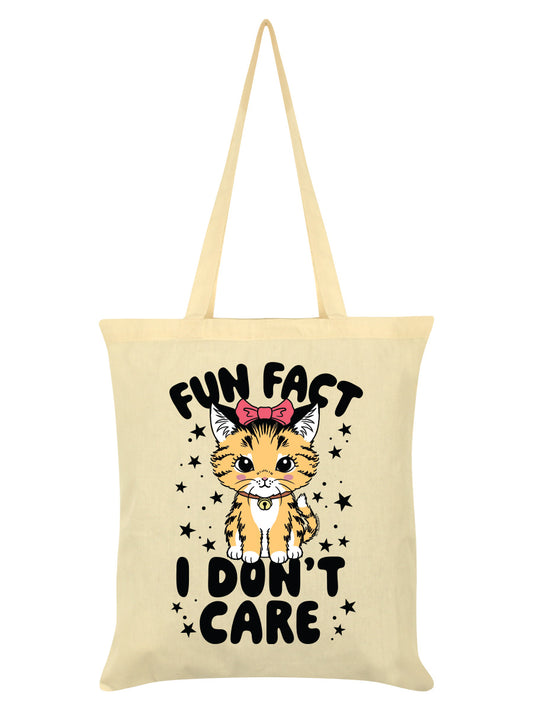 Kitsch Kitten Fun Fact I Don't Care Cream Tote Bag