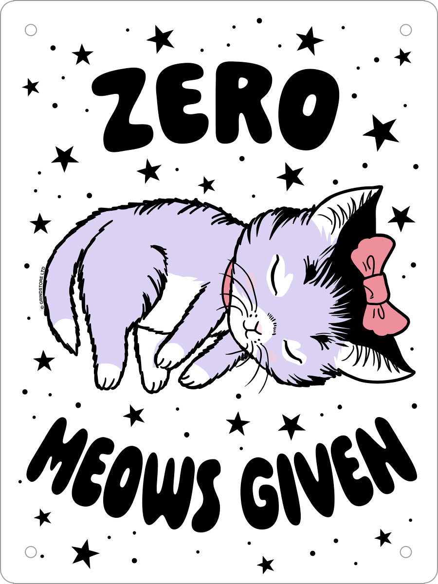 Kitsch Kitten Zero Meows Given Mini Tin Sign