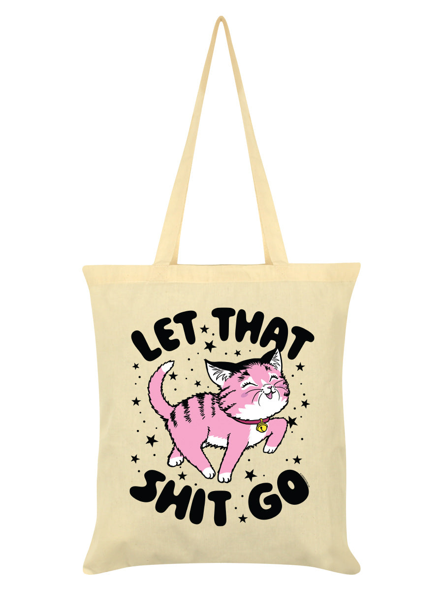 Kitsch Kitten Let That Shit Go Cream Tote Bag