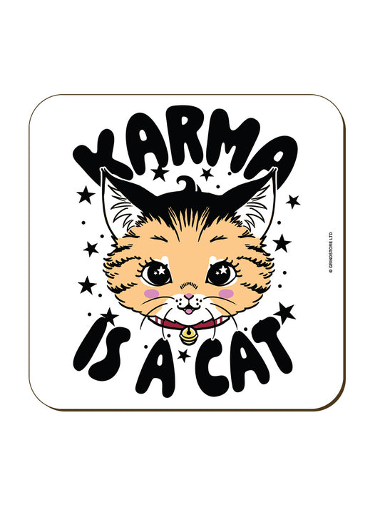Kitsch Kitten Karma Is A Cat Square Coaster