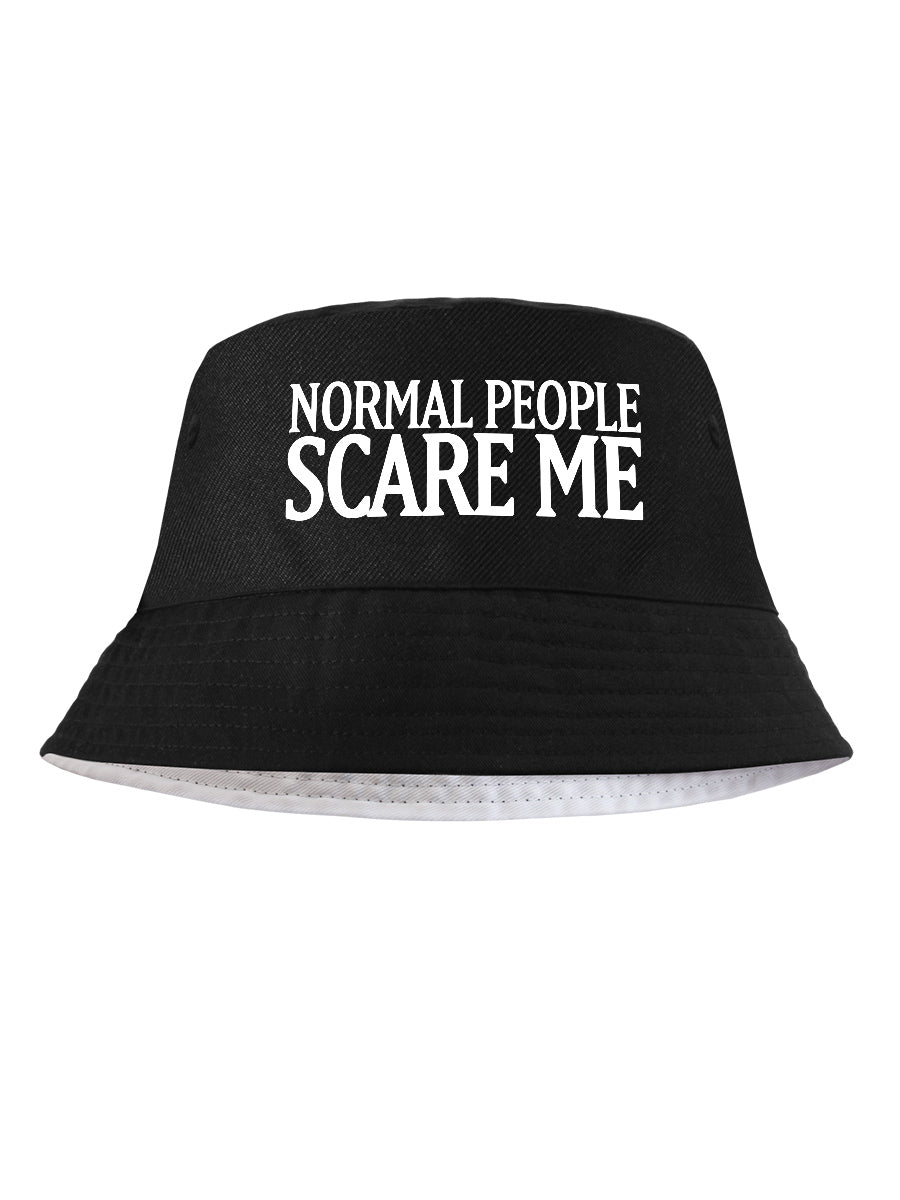 Normal People Scare Me Black Bucket Hat