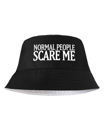 Normal People Scare Me Black Bucket Hat