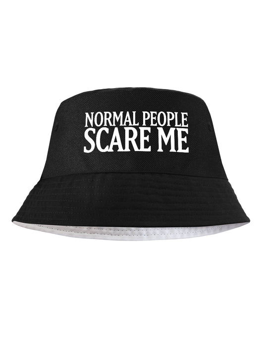 Normal People Scare Me Black Bucket Hat