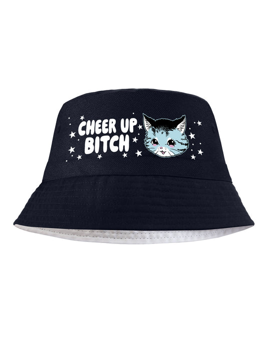 Kitsch Kitten Cheer Up Bitch Navy Blue Bucket Hat
